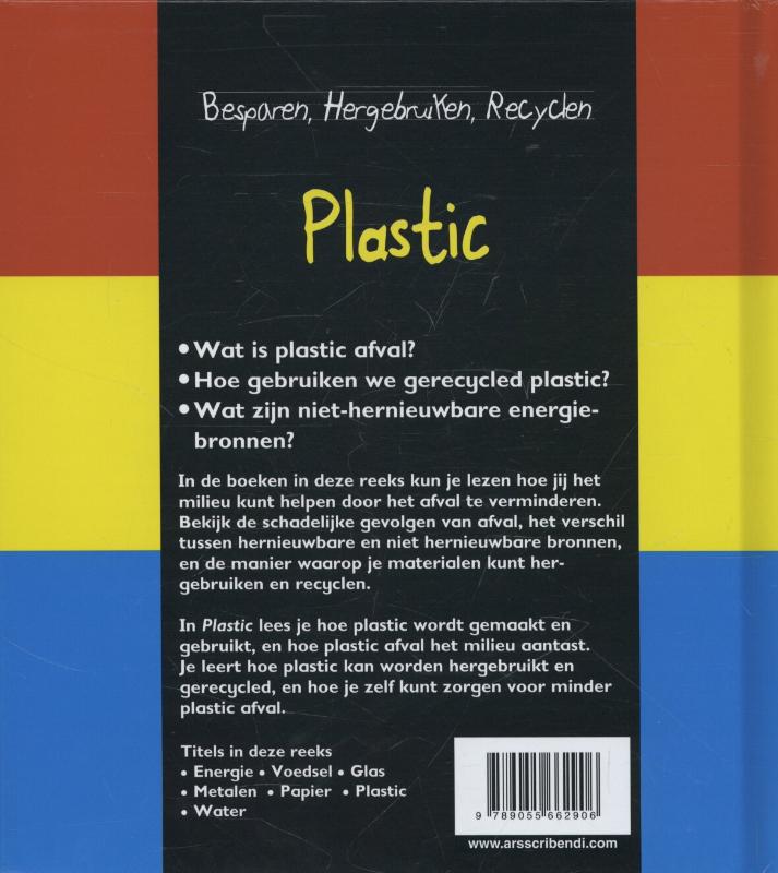 Besparen, hergebruiken, recyclen  -   Plastic achterkant