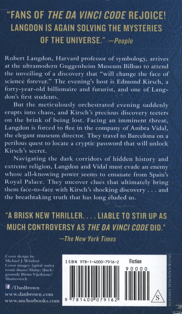 Origin / Robert Langdon / 5 achterkant
