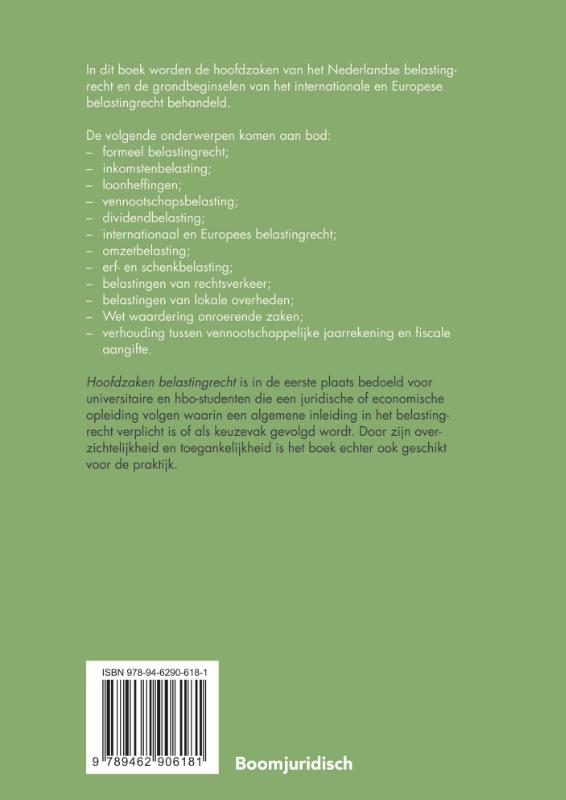 Hoofdzaken belastingrecht / Boom fiscale studieboeken achterkant