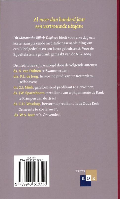 Maranatha Bijbels Dagboek 2012 achterkant