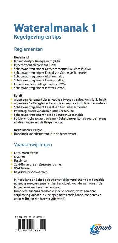 Wateralmanak 1 / 2015-2016 / ANWB Wateralmanak Wateralmanak 1 / 2015-2016 / ANWB wateralmanak achterkant