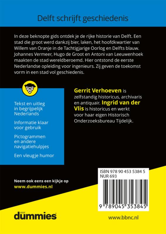De kleine geschiedenis van Delft voor dummies / Voor Dummies achterkant