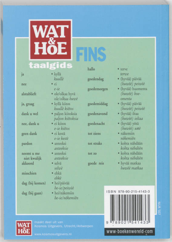 Wat & Hoe taalgids Fins / Wat & Hoe taalgids achterkant