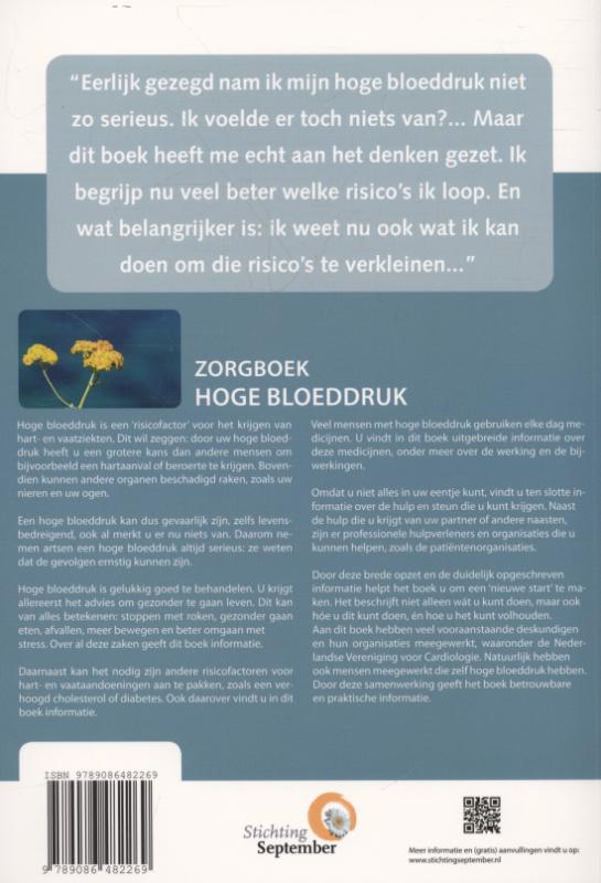 Hoge bloeddruk / Zorgboek achterkant