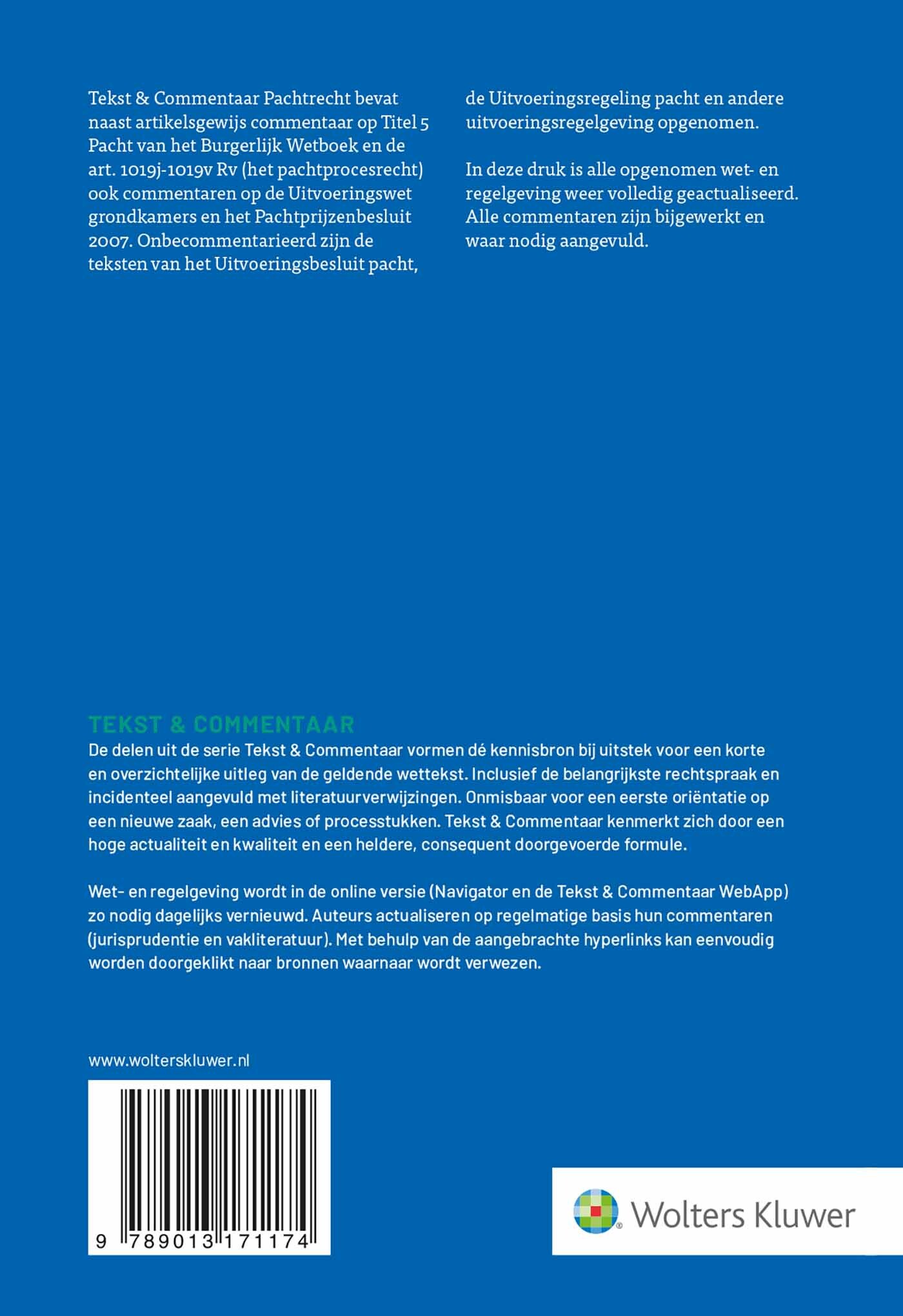 Pachtrecht / Tekst & Commentaar achterkant