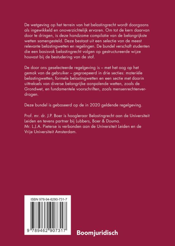 Wetgeving belastingrecht 2020 / Boom Juridische wettenbundels Wetgeving belastingrecht 2020 / Boom Juridische wettenbundels achterkant