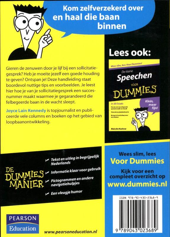 De kleine sollicitatiegesprekken voor Dummies / Voor Dummies achterkant