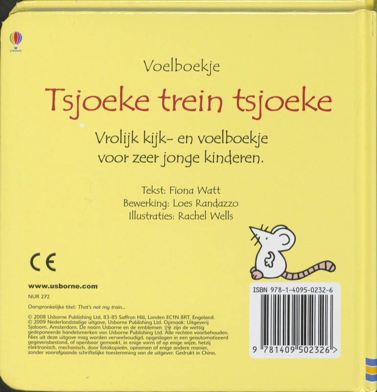 Tsjoeke trein tsjoeke / Usborne voelboekje achterkant