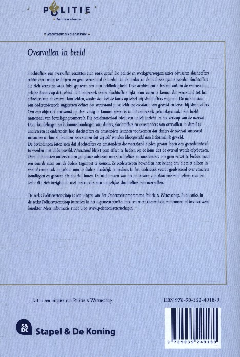 Overvallen in beeld politiewetenschap nr. 90 achterkant