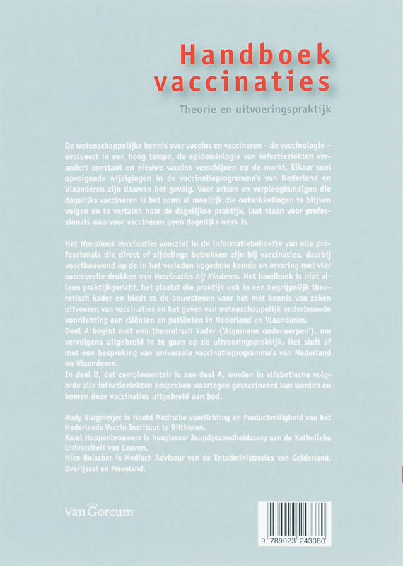 Theorie en uitvoeringspraktijk a handboek vaccinaties achterkant
