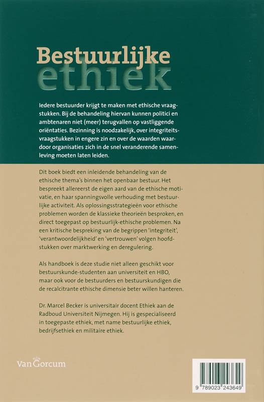 Bestuurlijke ethiek achterkant