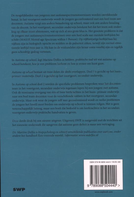 Autisme op school 2 voortgezet onderwijs / secundair onderwijs achterkant