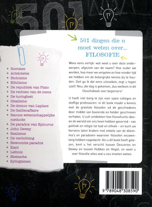 501 dingen die u moet weten over ... 501 dingen die u moet weten over filosofie / 501 dingen die u moet weten over ... achterkant