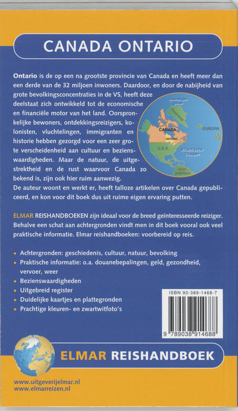 Reishandboek / Oost-Canada - Ontario / Elmar reishandboek achterkant