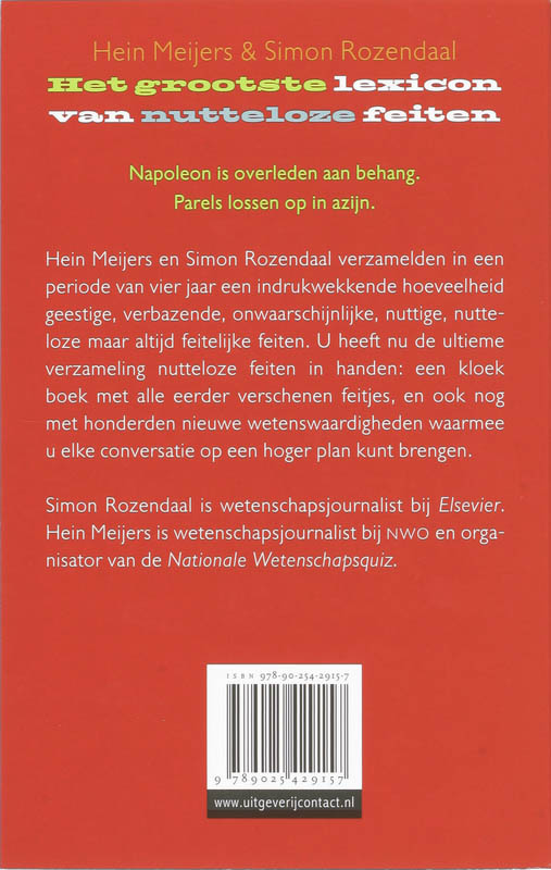 Grootste lexicon van nutteloze feiten achterkant