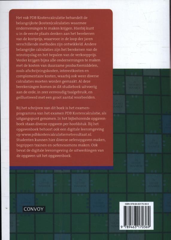 PDB kostencalculatie Theorieboek achterkant