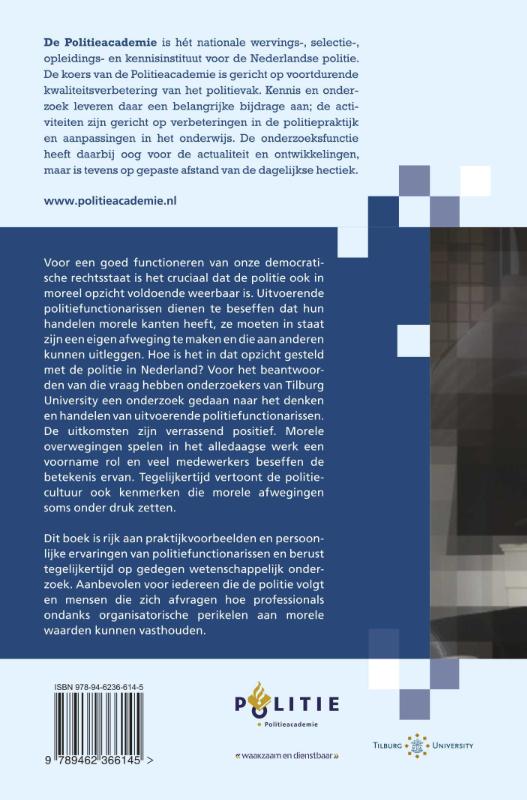 Onderzoeksreeks Politieacademie  -   Een onderzoek naar de morele weerbaarheid van Nederlandse politiefunctionarissen achterkant