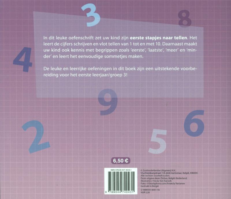 Mijn oefenschrift Eerste stappen naar tellen (5-6 j.) 3de kleuterklas groep 2 / Mijn oefenschrift achterkant