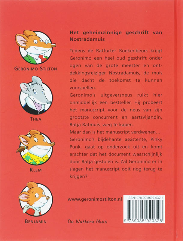 Het geheimzinnige geschrift van Nostradamuis / Geronimo Stilton / 4 achterkant