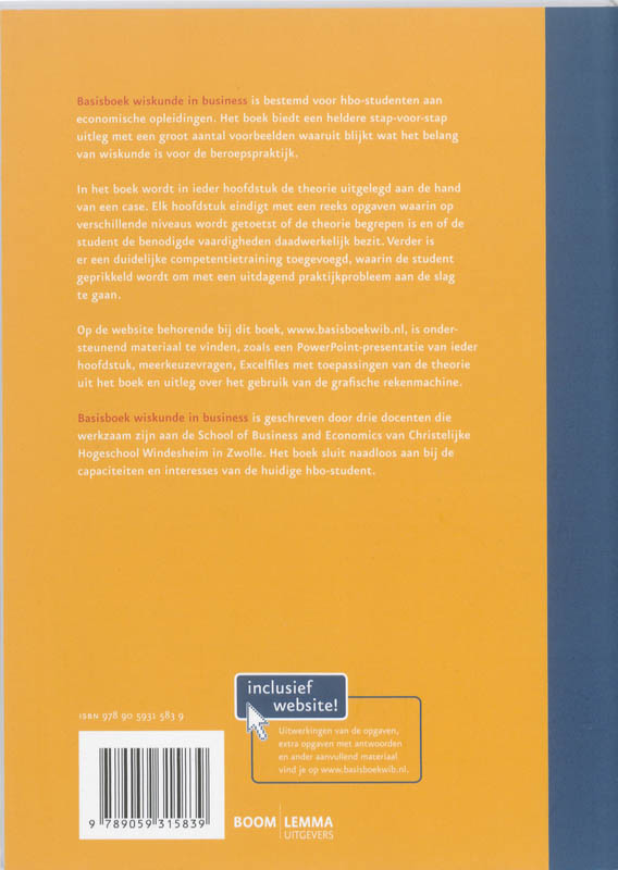 Basisboek wiskunde in business Basisboek wiskunde in business achterkant