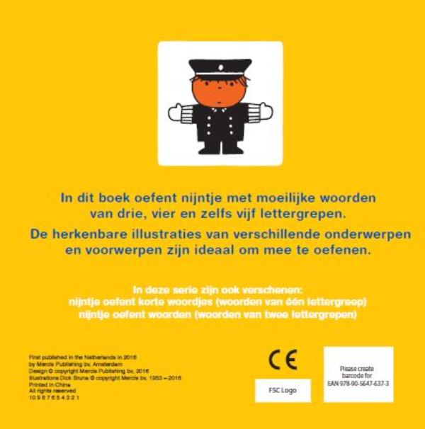 Nijntje oefent moeilijke woorden / Nijntje oefent achterkant