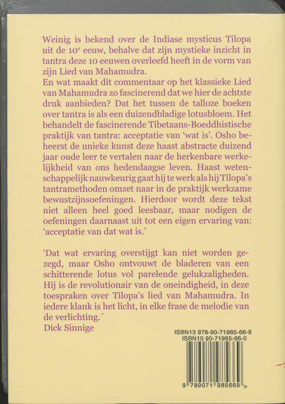 Tantra, het allerhoogste inzicht Tantra, het allerhoogste inzicht achterkant