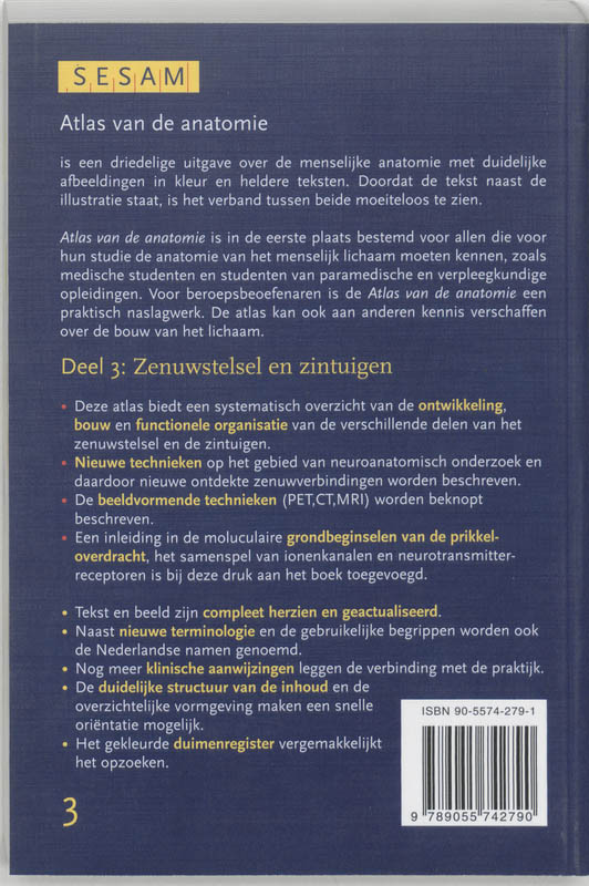 Sesam atlas van de anatomie - deel 3 / Sesam atlas van de anatomie / 3 achterkant