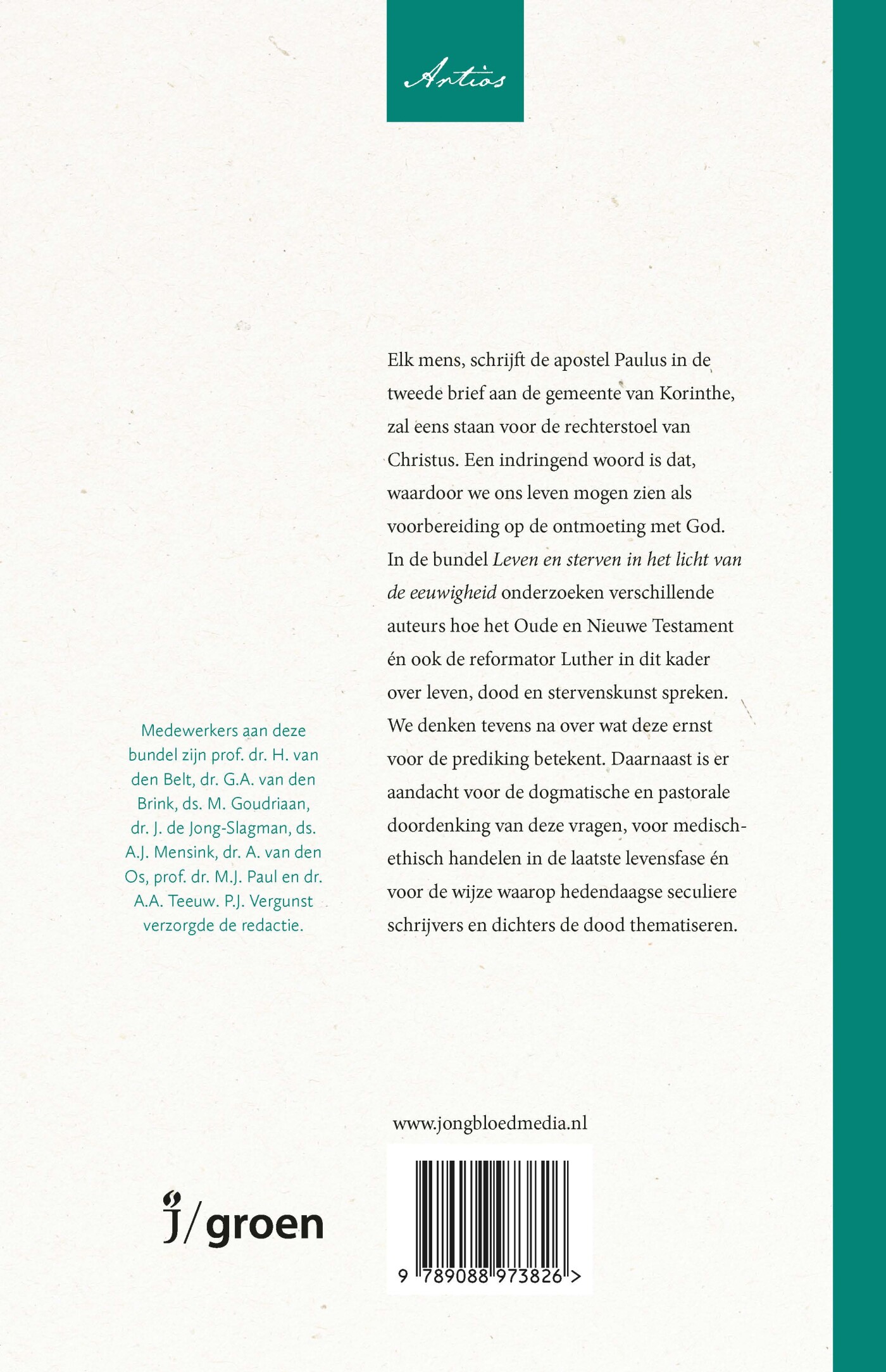 Leven en sterven in het licht van de eeuwigheid / Artios-reeks achterkant