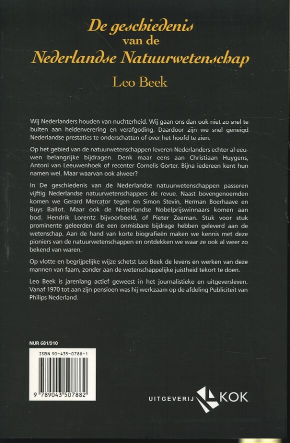 De geschiedenis van de Nederlandse natuurwetenschap achterkant