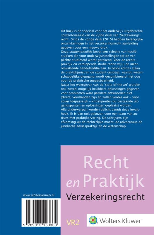 Verzekeringsrecht Studenteneditie achterkant