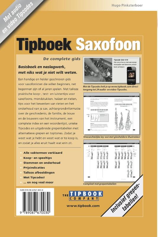 Tipboek-serie Tipboek saxofoon / Tipboek-serie achterkant