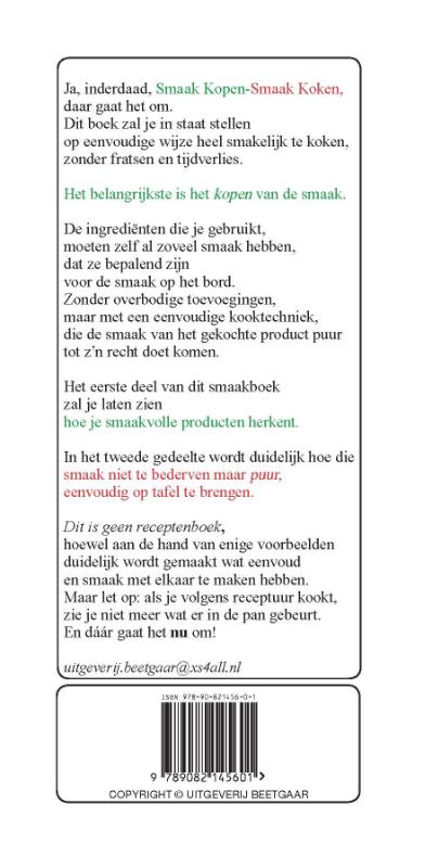 Smaak kopen smaak koken achterkant