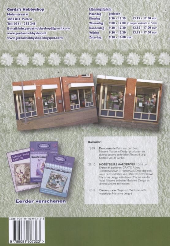 Gerda's Hobbyshop - Gerdas hobby magazine Nummer 3 Augustus 2012 achterkant