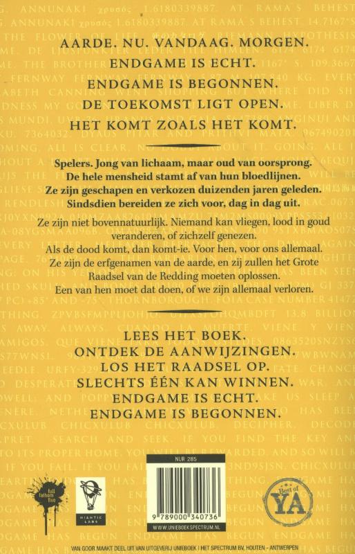 De opdracht / Endgame / 1 De opdracht / Endgame / 1 achterkant