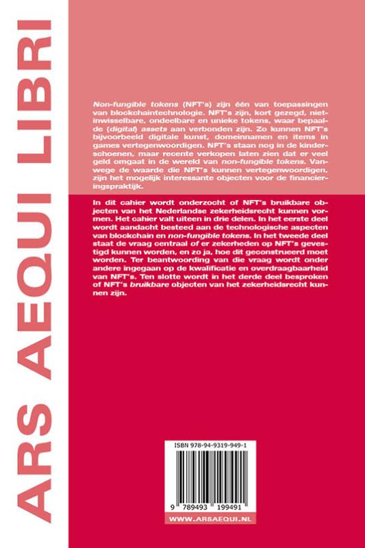 Verpandbaarheid van NFT's / Ars Aequi Cahiers - Privaatrecht achterkant