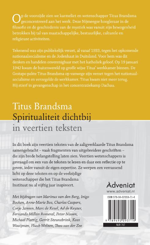 Titus Brandsma Spiritualiteit dichtbij achterkant