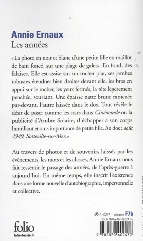 Les années / Collection folio / 5000 achterkant