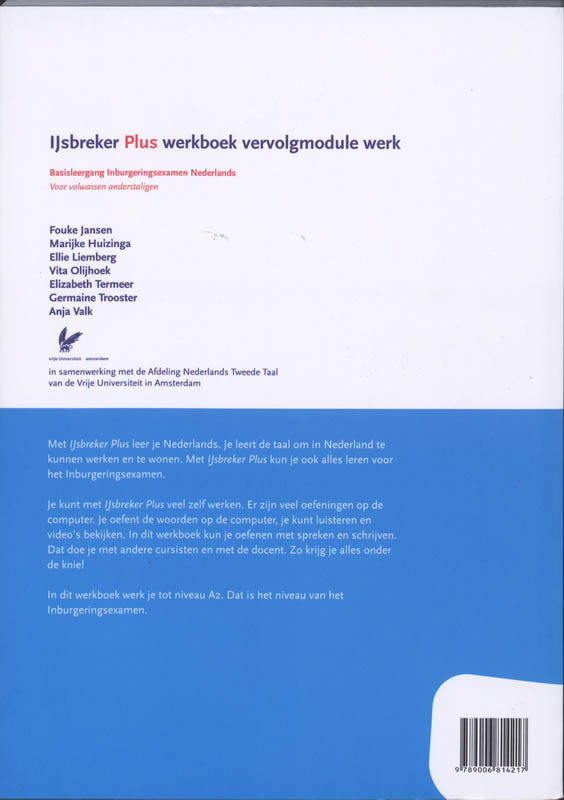 IJsbreker Plus vervolgmodule profiel Werk werkboek achterkant