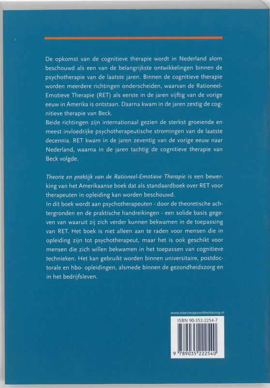 Theorie en praktijk van de rationeel emotieve therapie achterkant