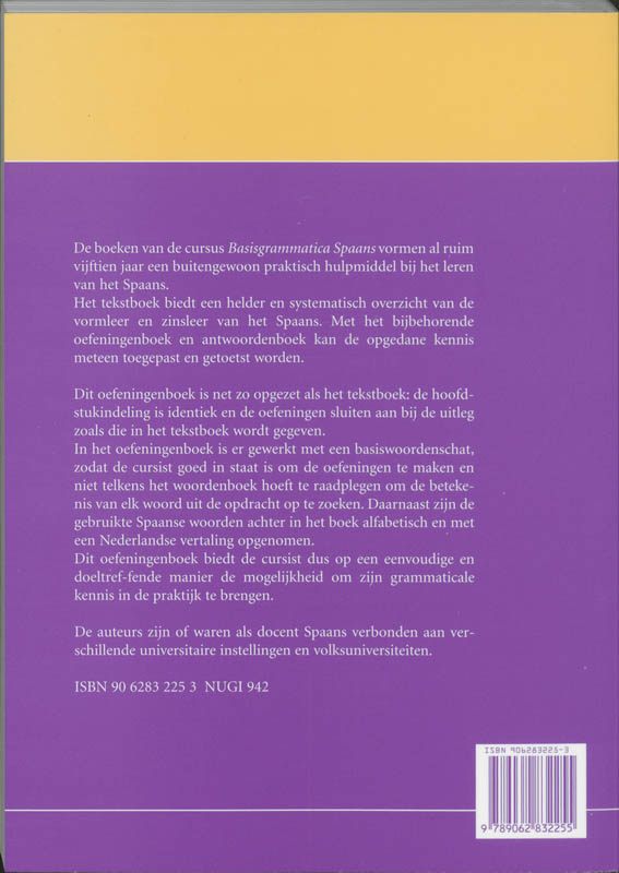 Basisgrammatica Spaans Oefeningenboek achterkant