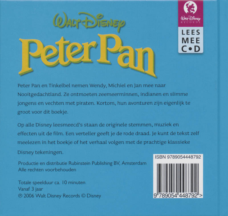 Peter Pan bk en cd achterkant