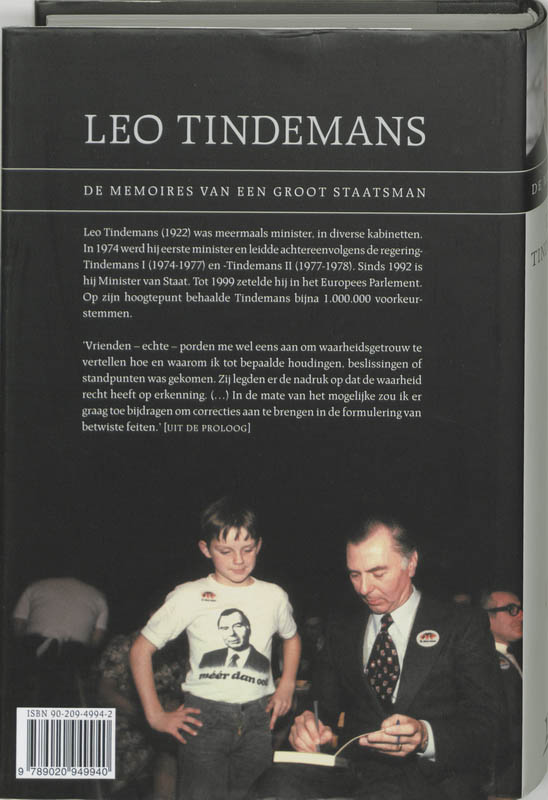 Leo Tindemans - De Memoires Leo Tindemans - De Memoires achterkant