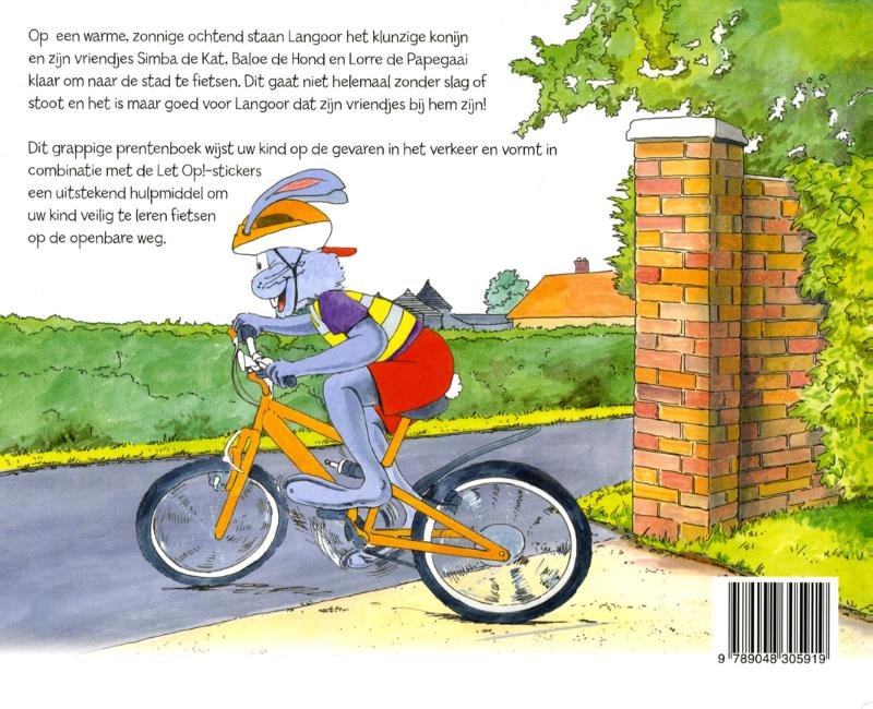 Langoor leert veilig fietsen achterkant
