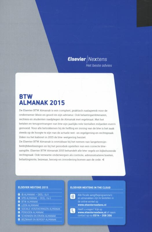 Elsevier Nextens - Elsevier BTW almanak 2015 achterkant