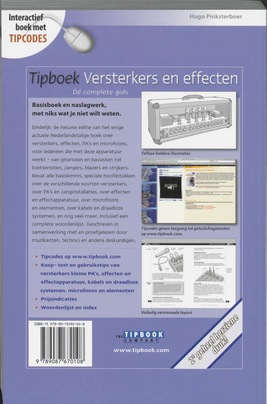 Tipboek versterkers en effecten achterkant