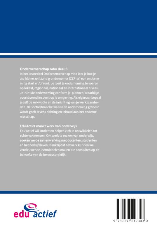 Keuzedeel Ondernemerschap mbo / Deel B / Keuzedelen achterkant