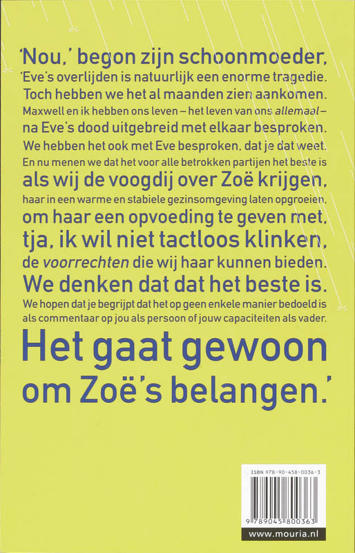 De kunst van het rijden in de regen achterkant