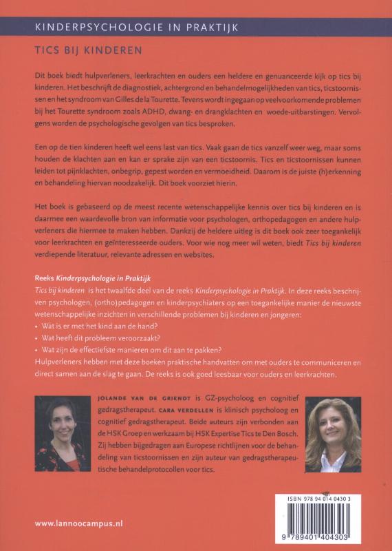 Tics bij kinderen / Kinderpsychologie in praktijk achterkant
