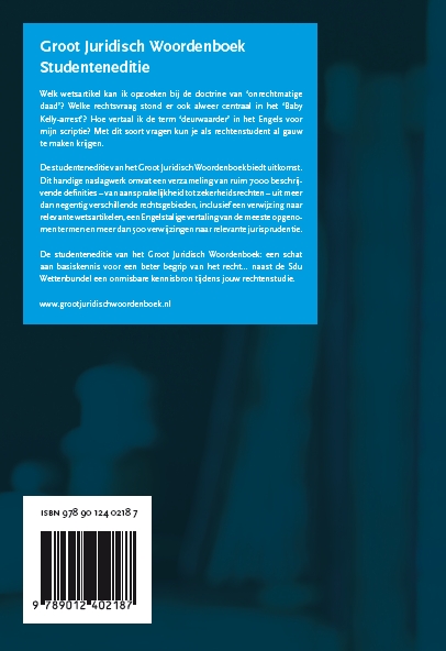 Groot Juridisch Woordenboek 2018 achterkant