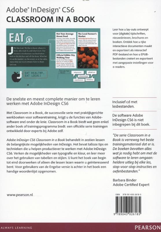 Adobe indesign CS6 / Classroom in a Book achterkant
